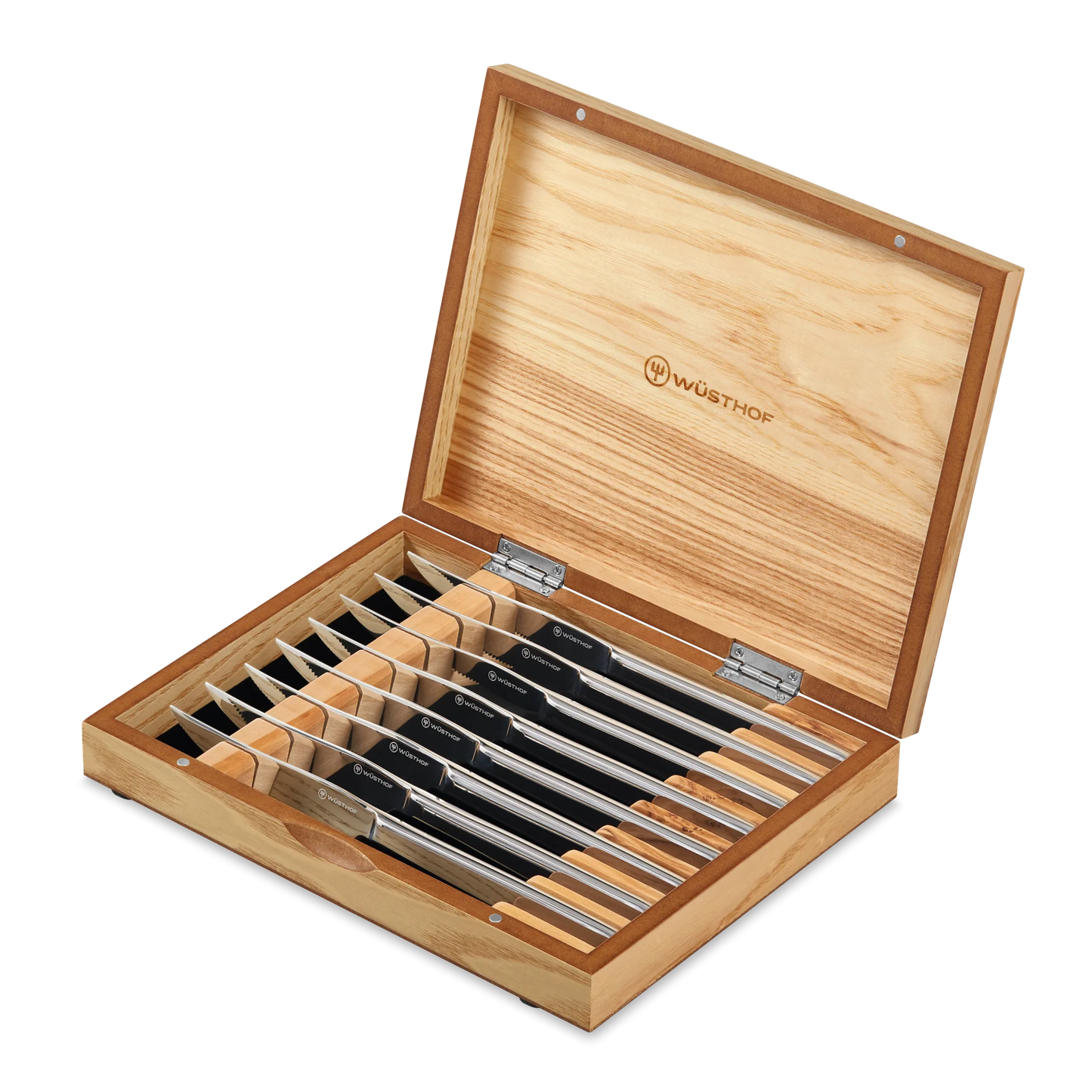 8 Piece Steak Knife Set in Olivewood Chest