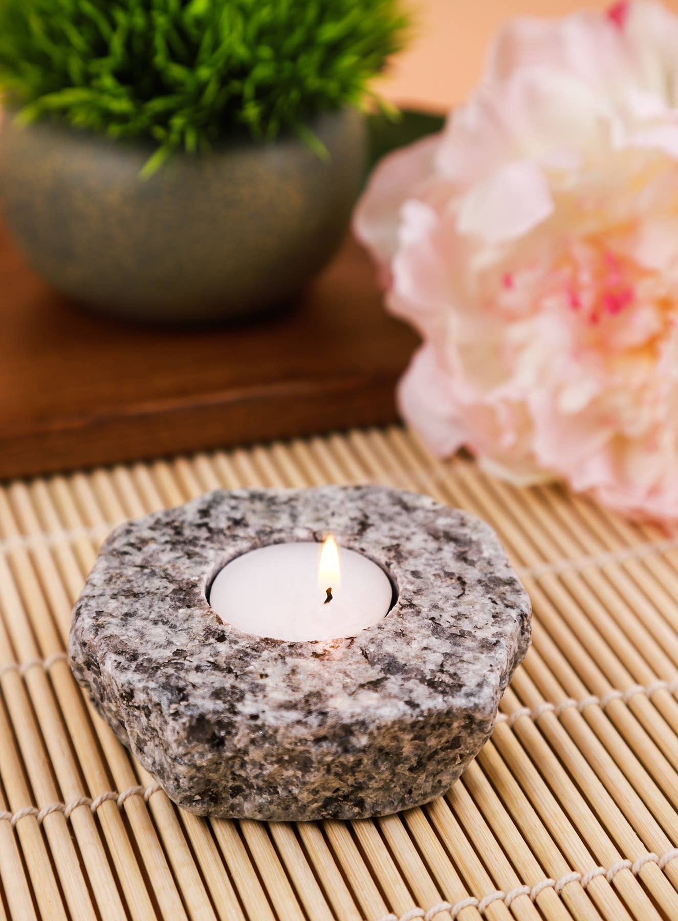 Natural Edge Granite Tea Light Candle Holder