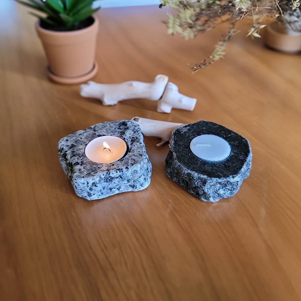 Natural Edge Granite Tea Light Candle Holder