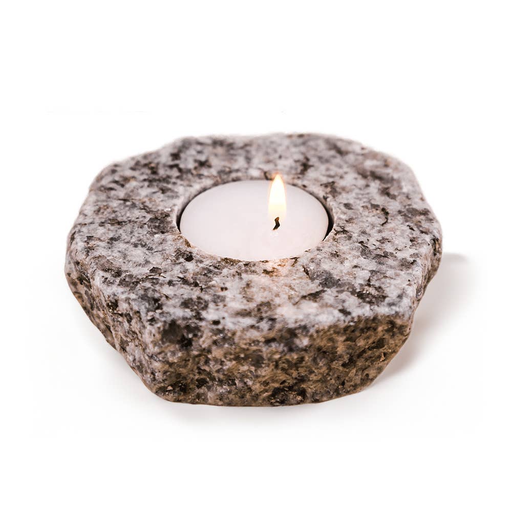 Natural Edge Granite Tea Light Candle Holder