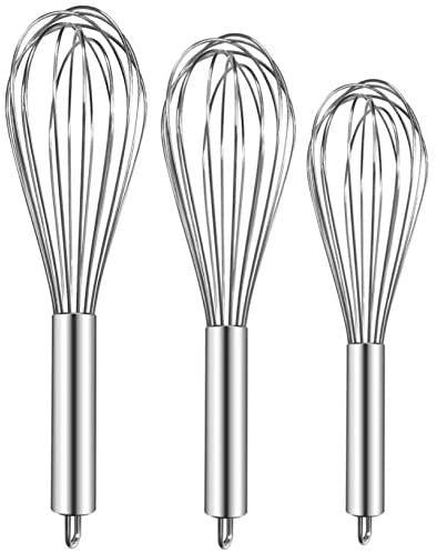 3 Pack Stainless Steel Whisks 8+10+12, Wire Whisk Set Wisk