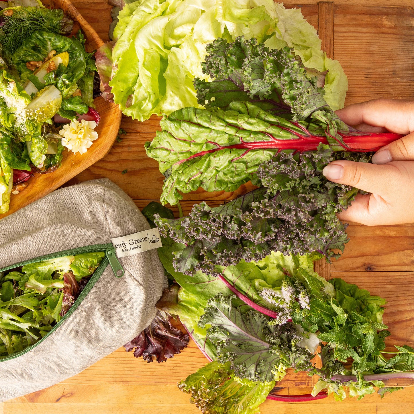 Reusable Linen Bag for Leafy Greens