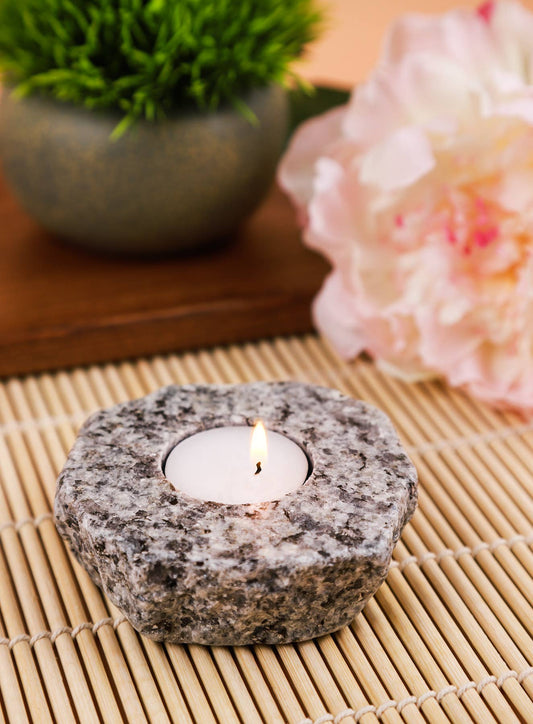 Natural Edge Granite Tea Light Candle Holder