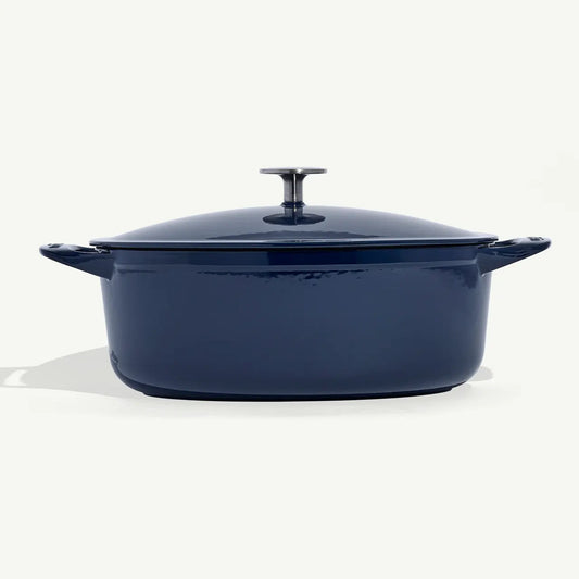 Enameled  Cast Iron Oval Dutch Oven Blue - 7.5qt