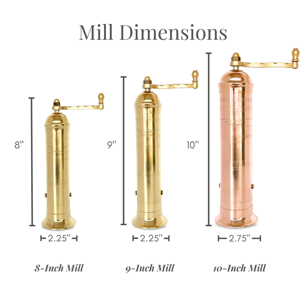 Greek Brass Salt Mill - 8"